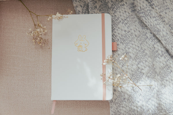 Cute Miso Bunny Vegan Leather Gold Foil Stamp DOTTED Bullet Journal